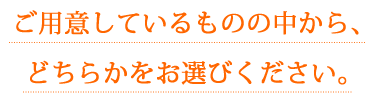 ご用意しているものの中からどちらかをお選びください